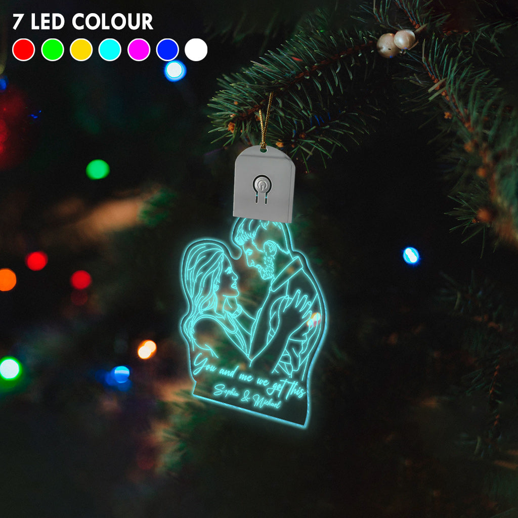 Line Drawing Couple - Personalized Couple Led Acrylic Ornament