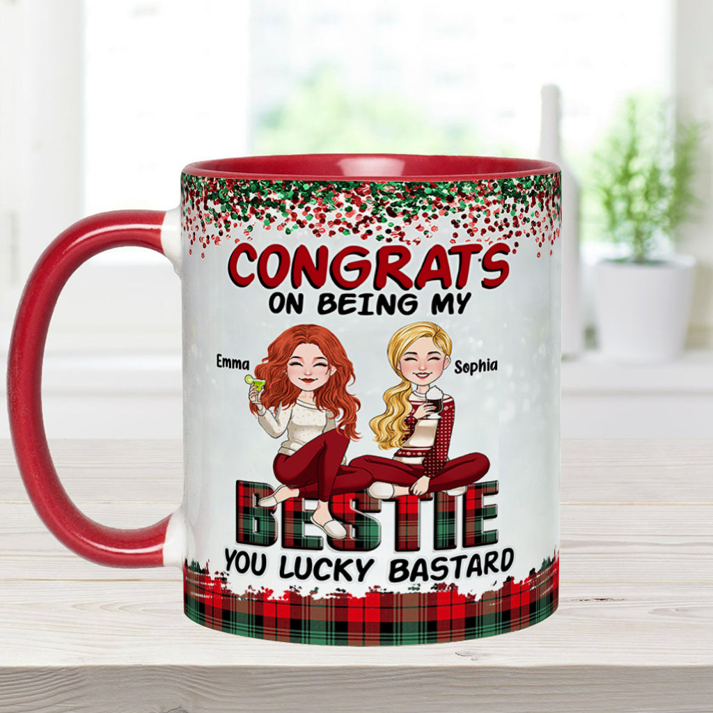 Lucky Bastard Besties - Personalized Bestie Accent Mug