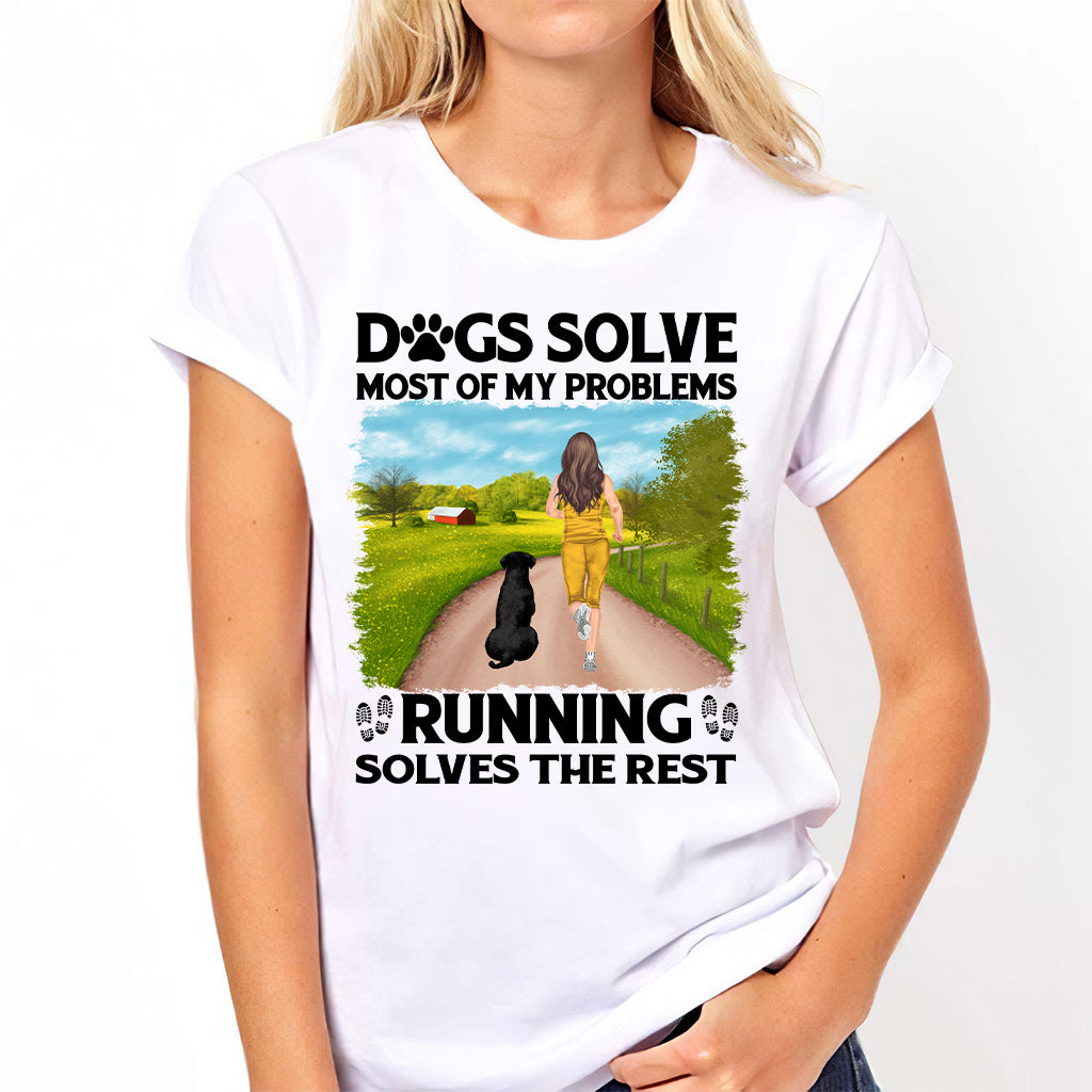 Dogs And Running Solve My Problems - Personalized Running T-shirt & Hoodie