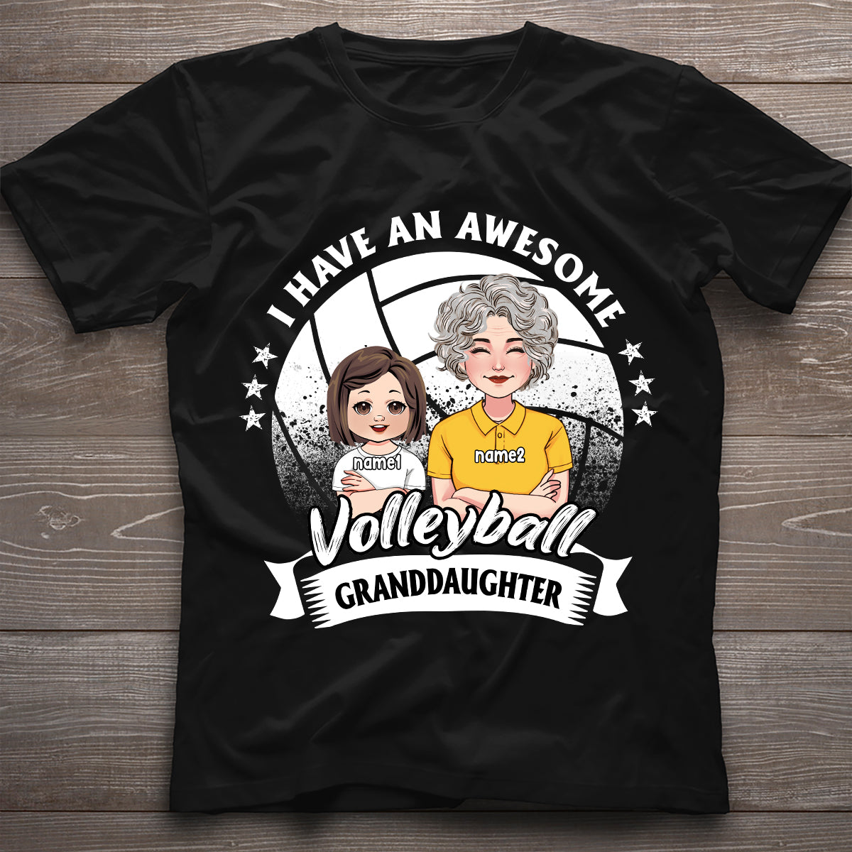 Awesome Volleyball Granddaughter - Personalized Volleyball T-shirt And Hoodie