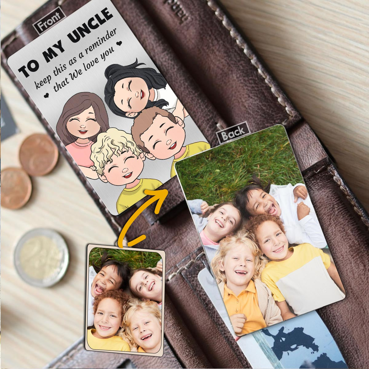 Personalised Leather Card Wallet with Photo Insert | Create Gift Love