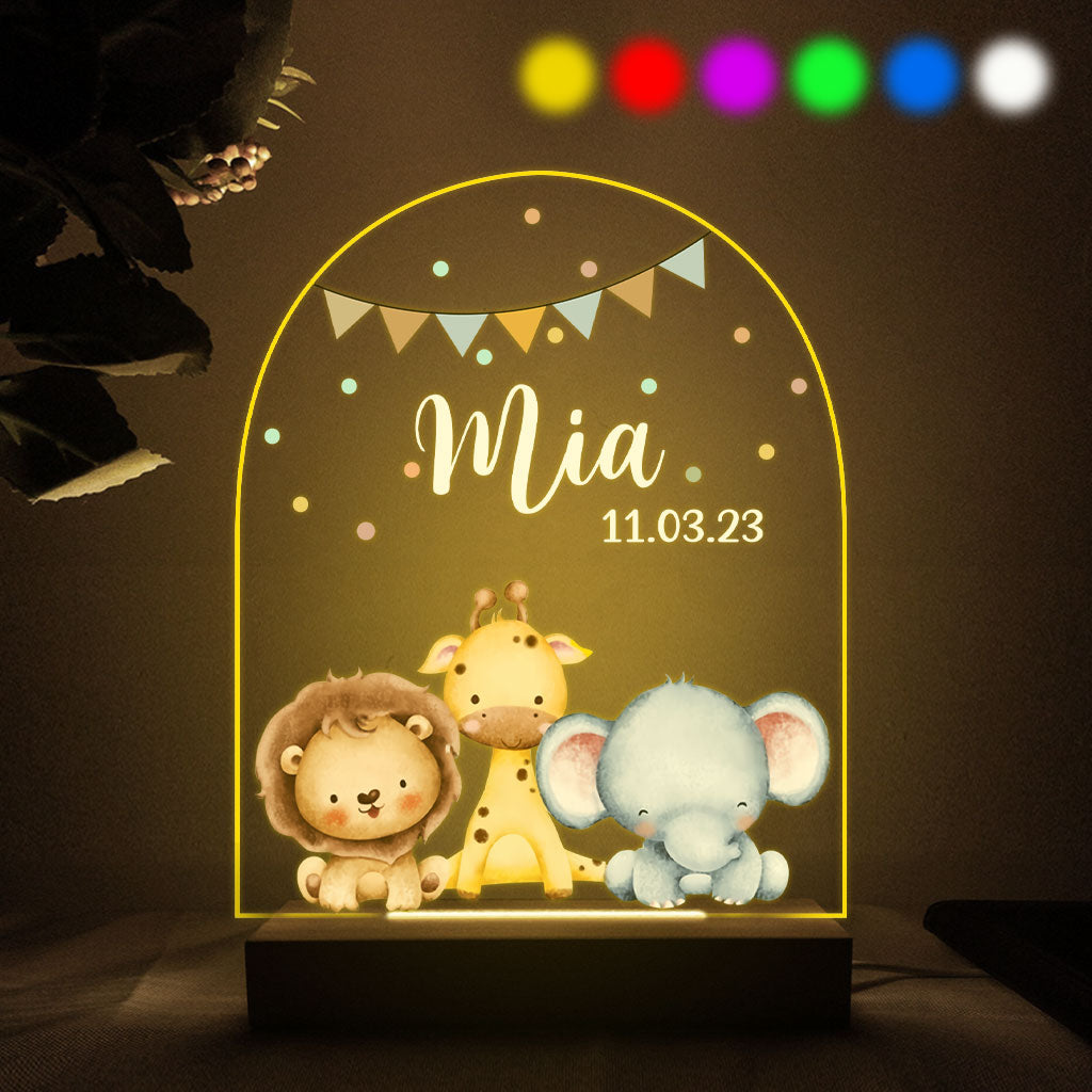 Nursery Gift For Newborn - Personalized Kid Shaped Plaque Light Base