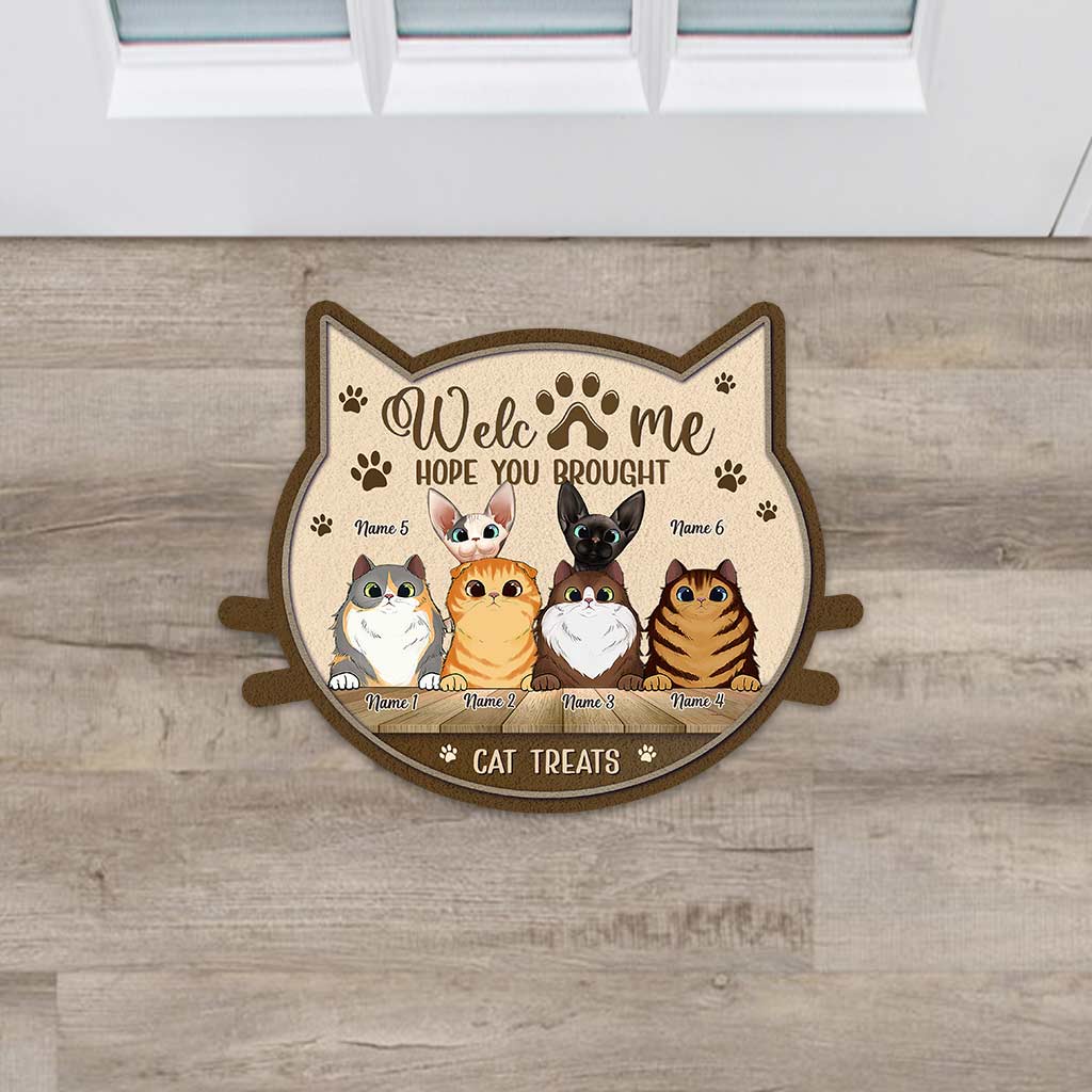 Discover Hope You Brought Cat Treats - Personalized Shaped Doormat