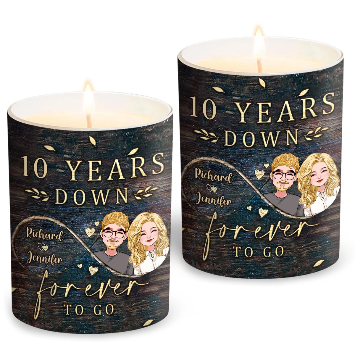 Forever To Go - Personalized Couple Candle With Wooden Lid