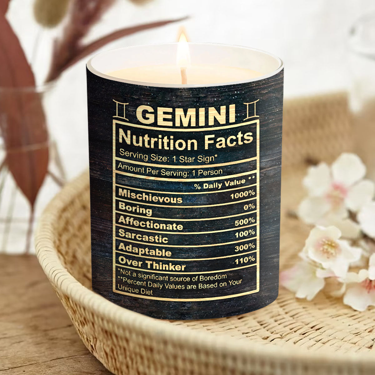 Zodiac Nutrition Facts - Personalized Horoscope Candle With Wooden Lid