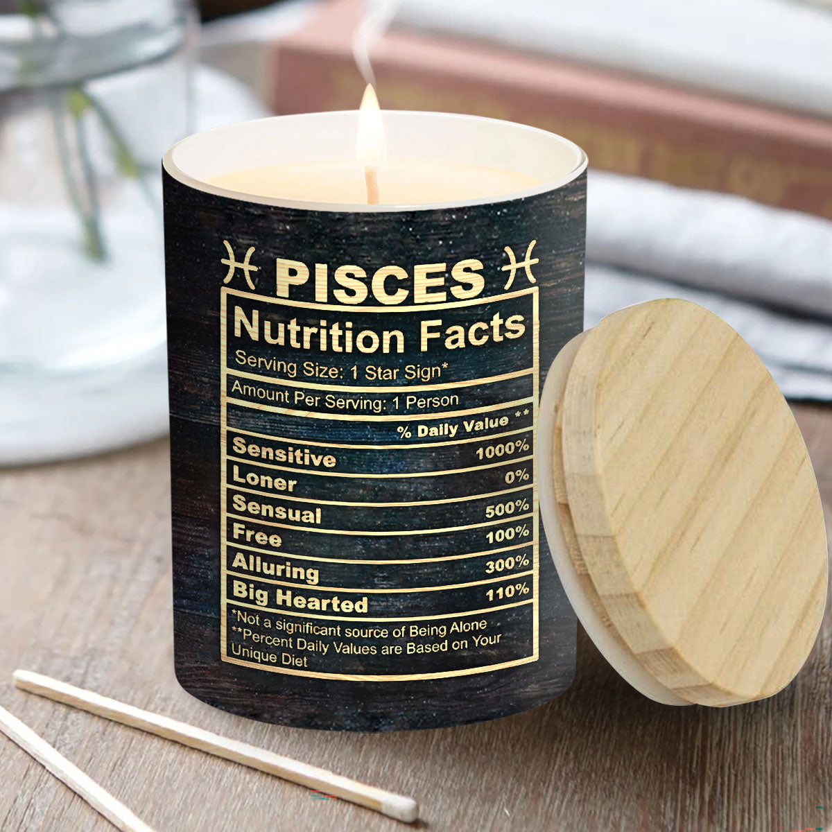 Zodiac Nutrition Facts - Personalized Horoscope Candle With Wooden Lid