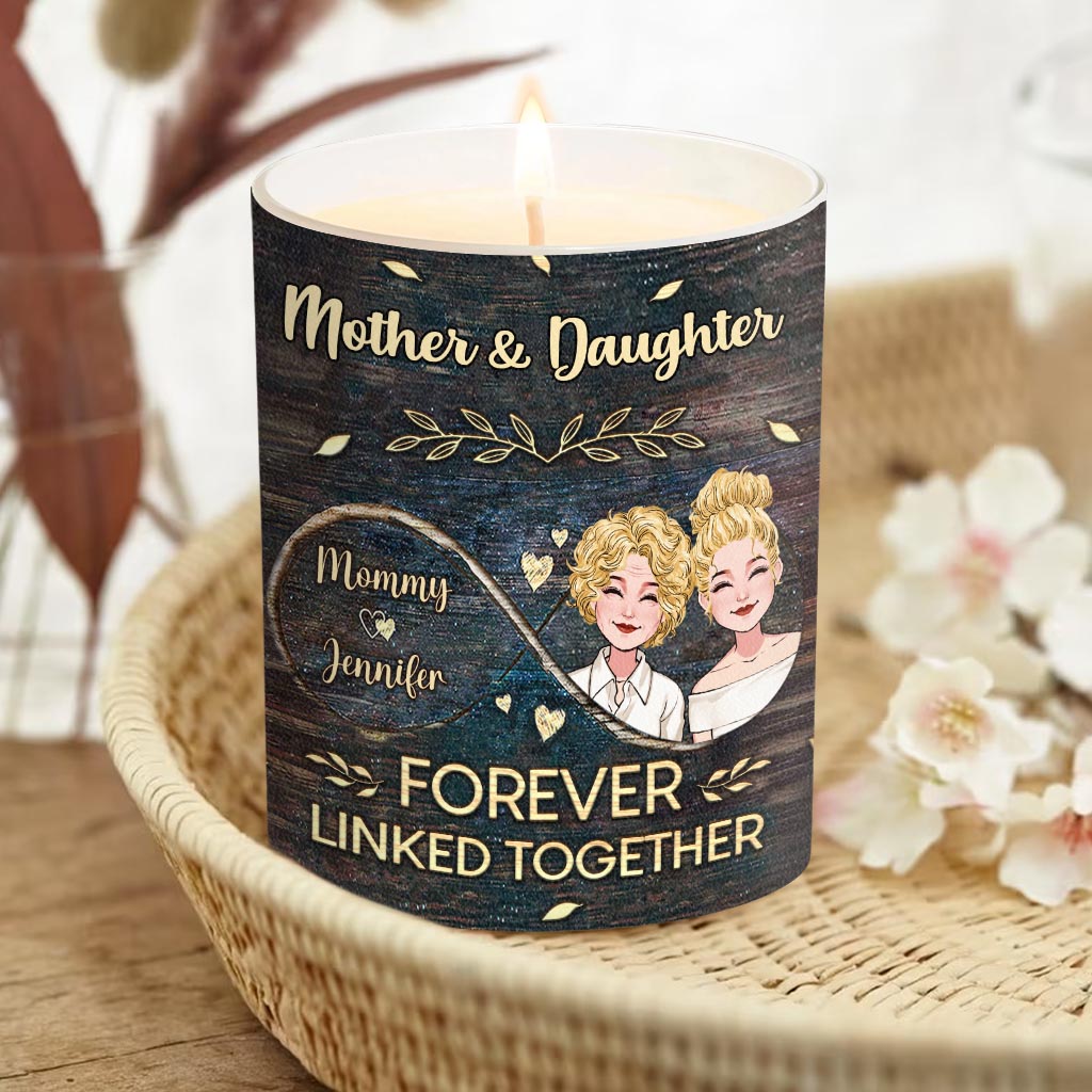 Side By Side - Personalized Mother's Day Mother Candle With Wooden Lid