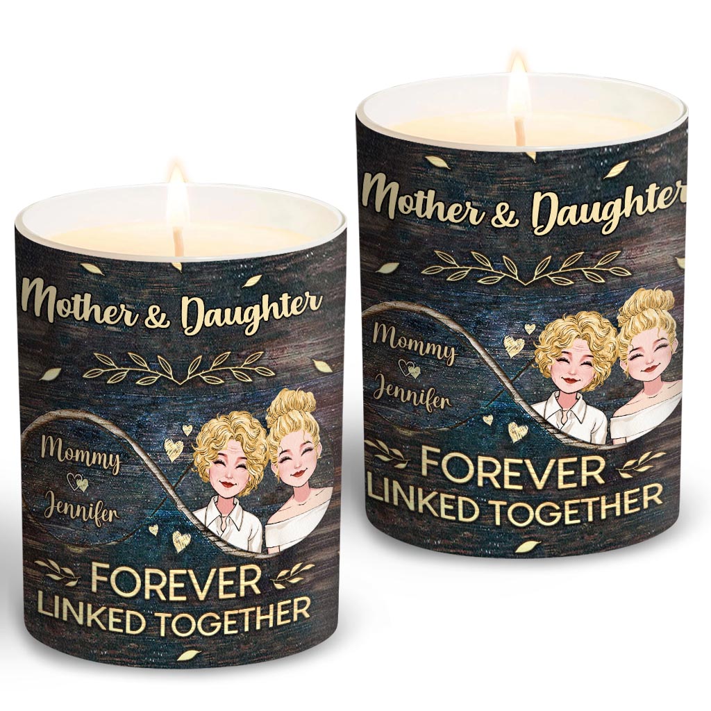 Side By Side - Personalized Mother's Day Mother Candle With Wooden Lid