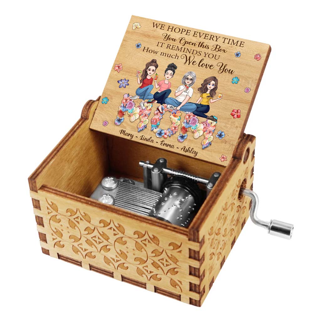 We Love You Floral Mom - Personalized Mother's Day Mother Hand Crank Music Box