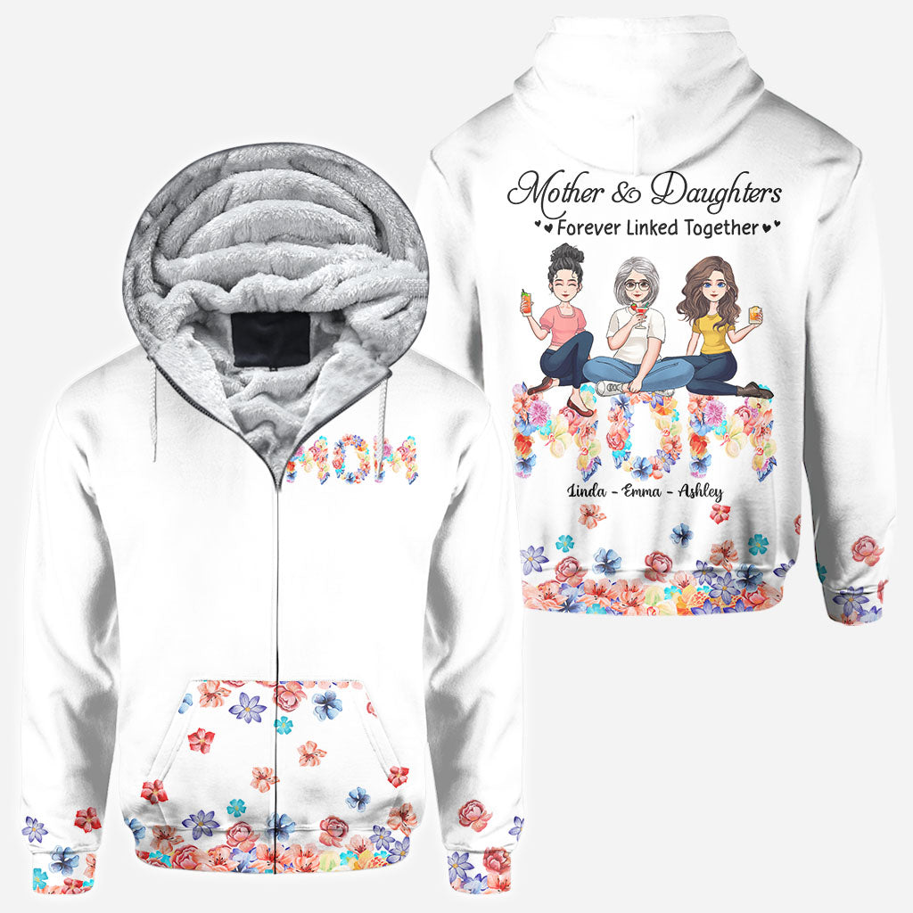 Forever Linked Together Floral Mom - Personalized Mother's Day Mother All Over T-shirt and Hoodie