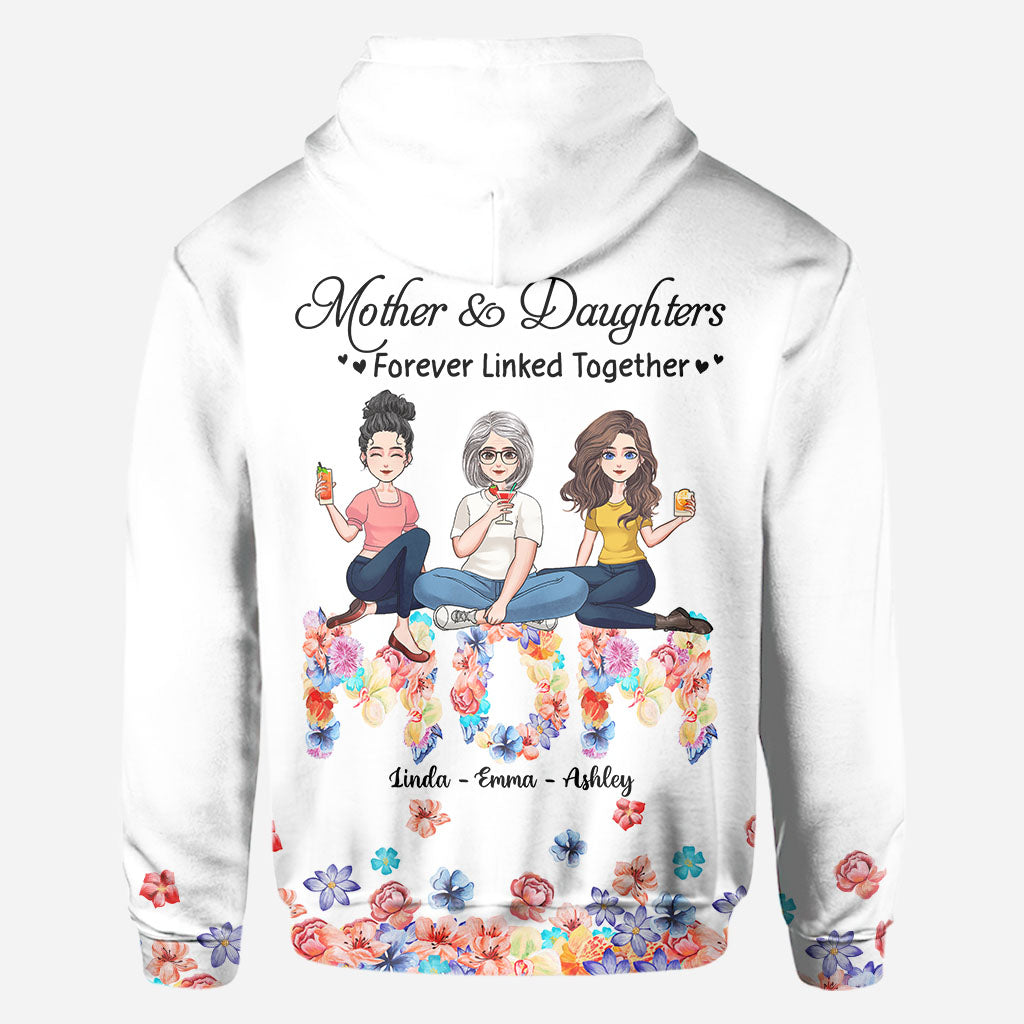 Forever Linked Together Floral Mom - Personalized Mother's Day Mother All Over T-shirt and Hoodie