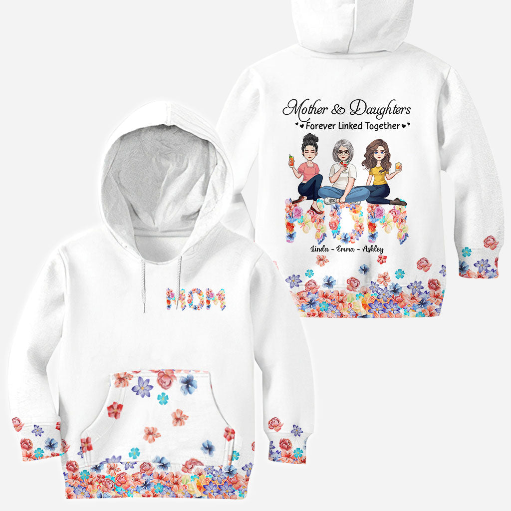 Forever Linked Together Floral Mom - Personalized Mother's Day Mother All Over T-shirt and Hoodie