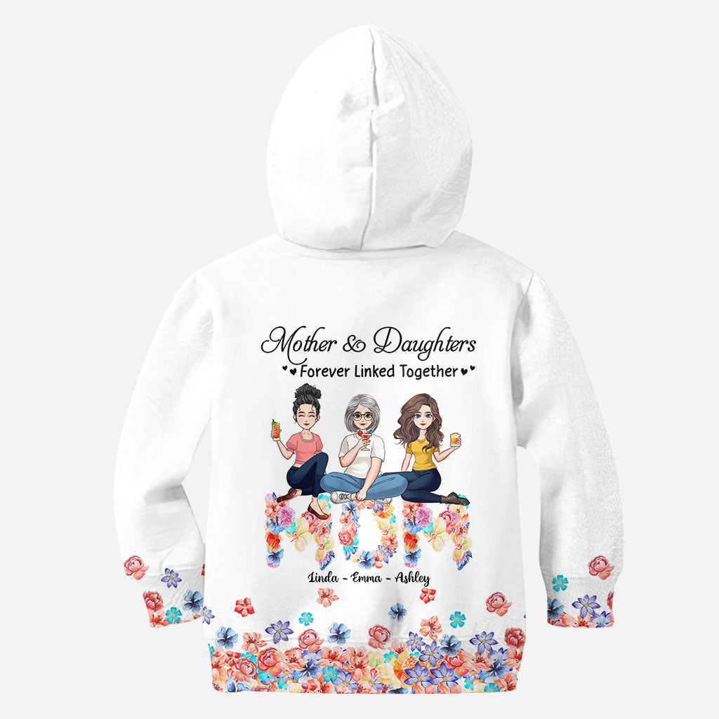 Forever Linked Together Floral Mom - Personalized Mother's Day Mother All Over T-shirt and Hoodie