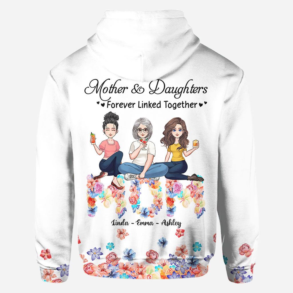 Forever Linked Together Floral Mom - Personalized Mother's Day Mother All Over T-shirt and Hoodie