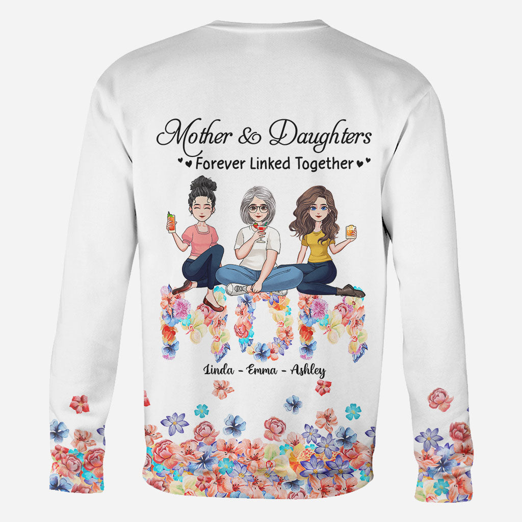 Forever Linked Together Floral Mom - Personalized Mother's Day Mother All Over T-shirt and Hoodie