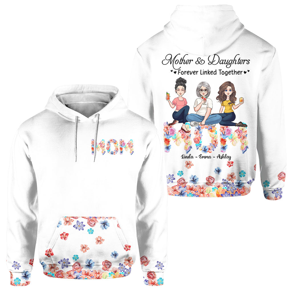 Forever Linked Together Floral Mom - Personalized Mother's Day Mother All Over T-shirt and Hoodie