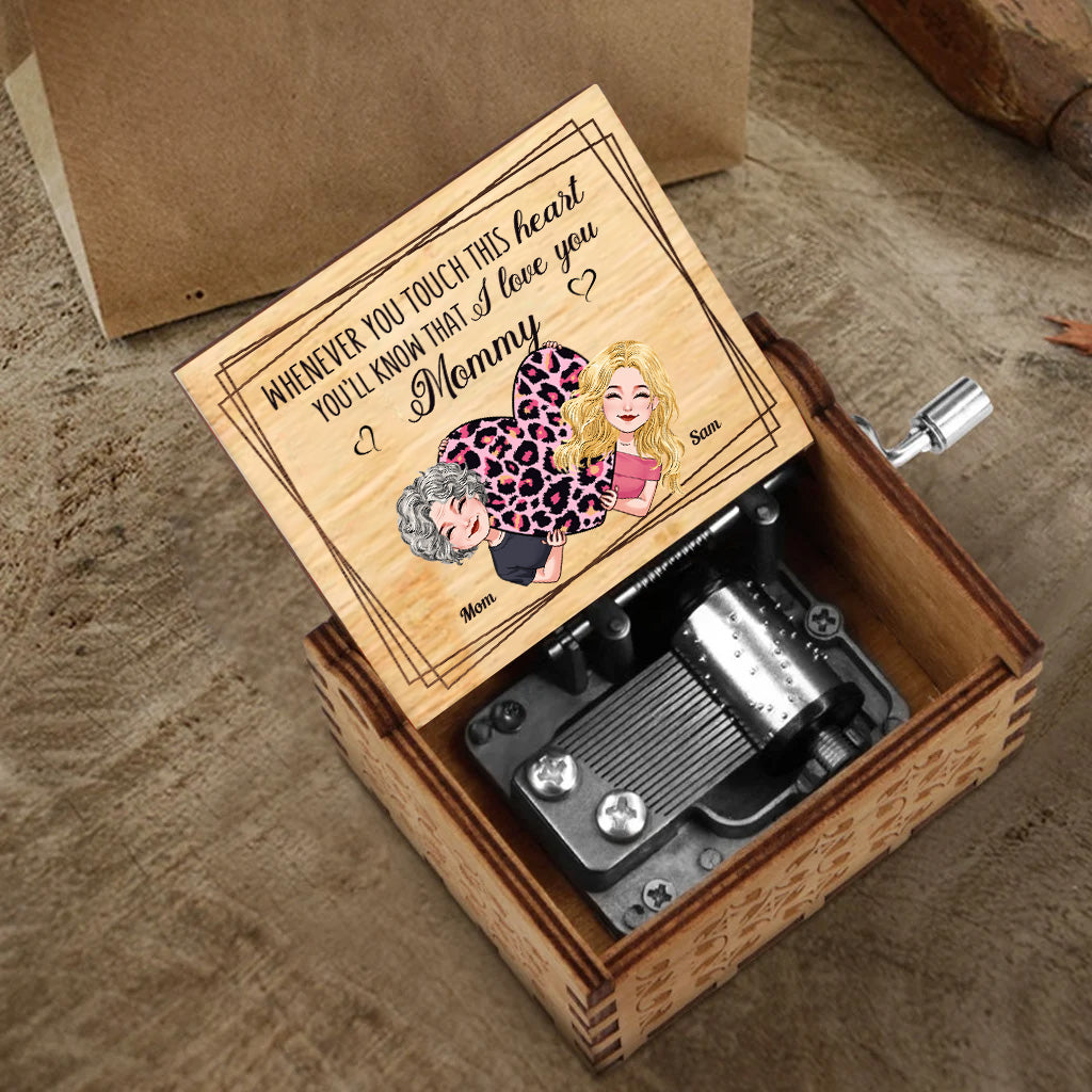 Whenever You Touch This Heart - Gift for mom, grandma, grandpa, daughter, son, granddaughter, grandson, wife, husband, dad, aunt, uncle, sister, brother - Personalized Hand Crank Music Box