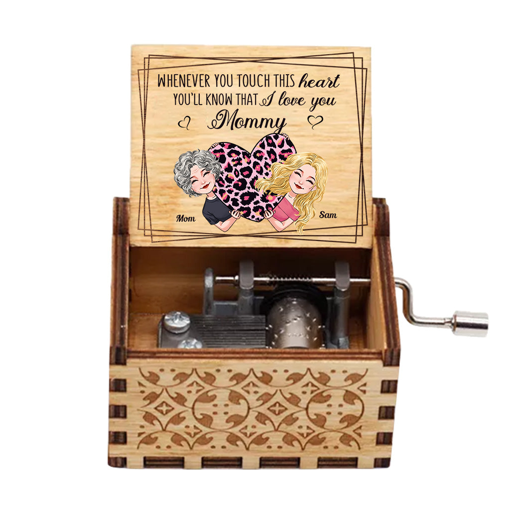 Whenever You Touch This Heart - Gift for mom, grandma, grandpa, daughter, son, granddaughter, grandson, wife, husband, dad, aunt, uncle, sister, brother - Personalized Hand Crank Music Box