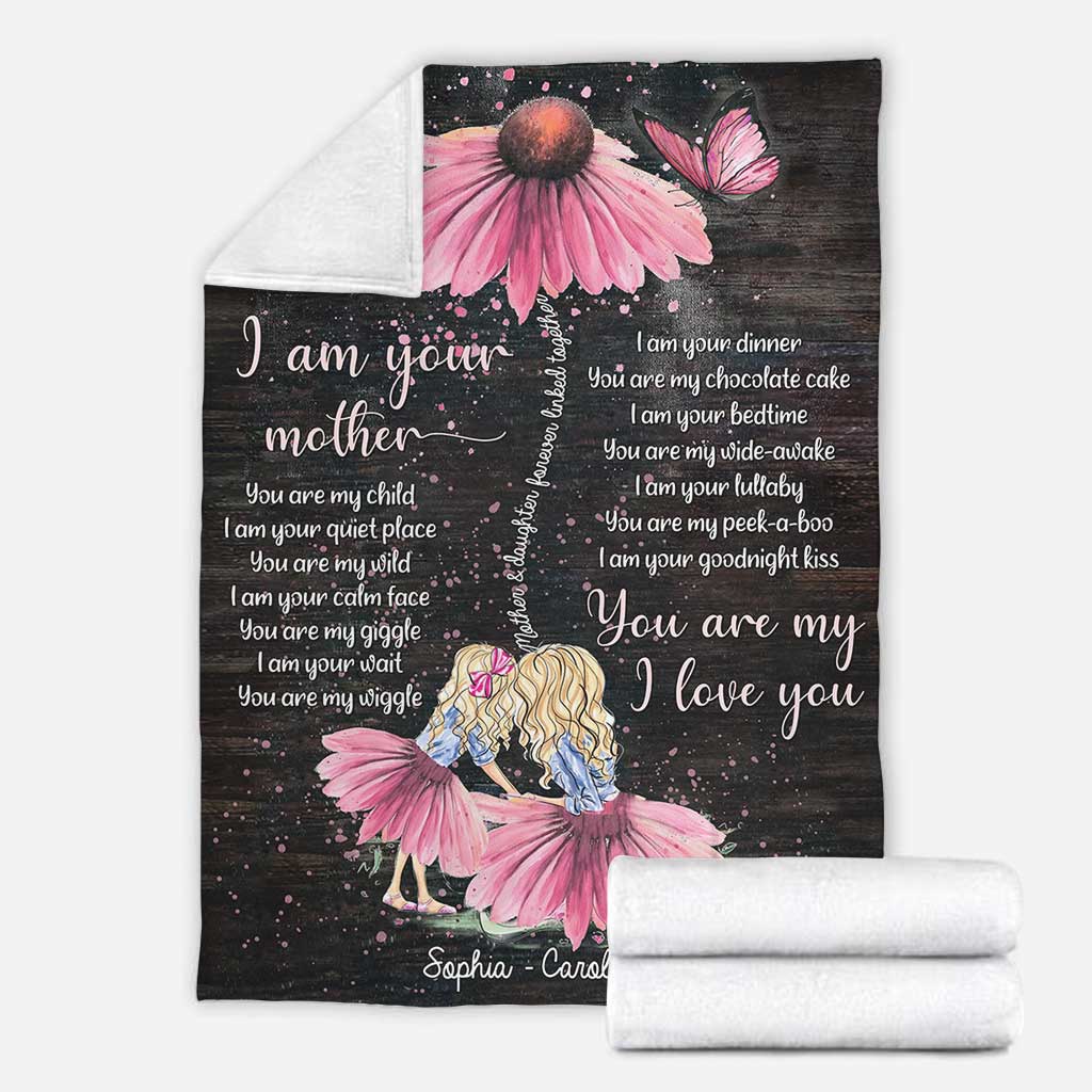 Personalized Blanket - Mother's Day Blanket - BEST MOM EVER - I LOVE YOU -  Pink (2D)