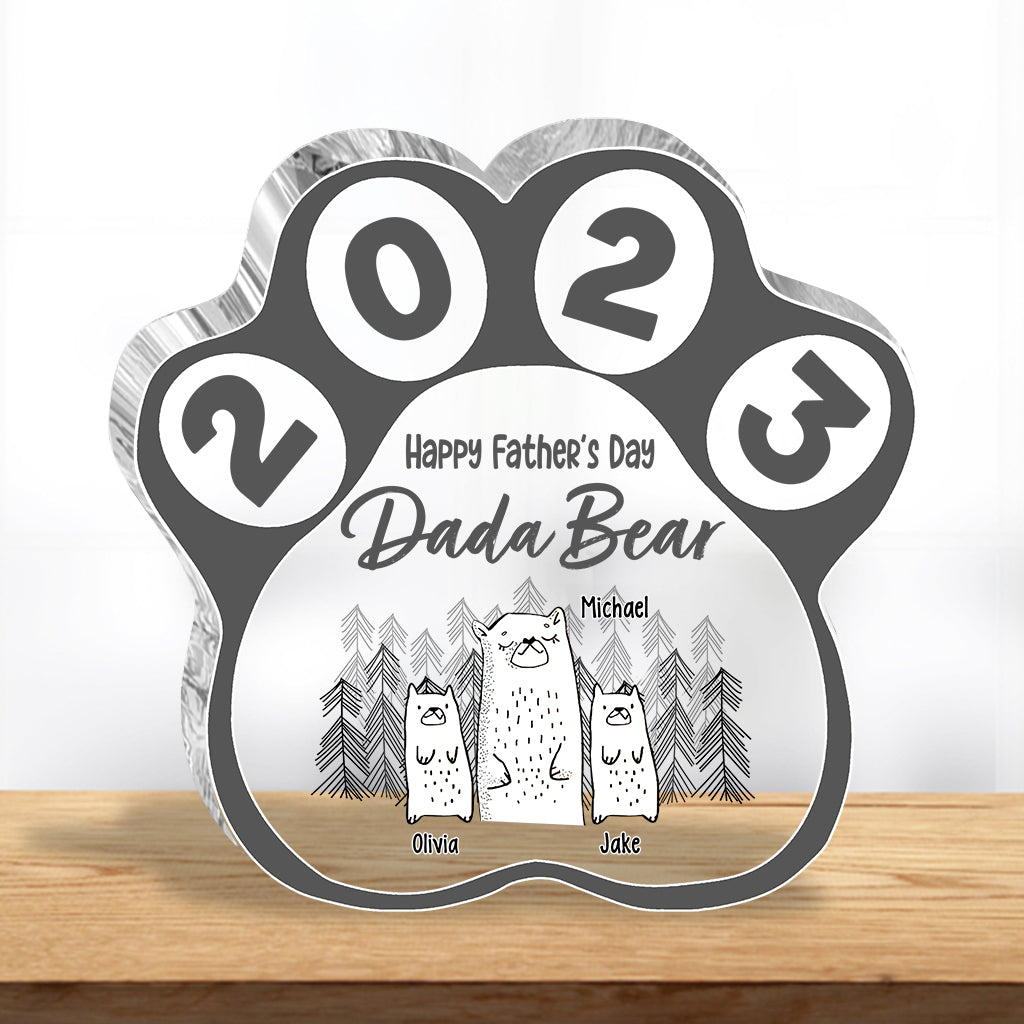 Happy Father's Day Dada Bear - Personalized Father Custom Shaped Acrylic Plaque