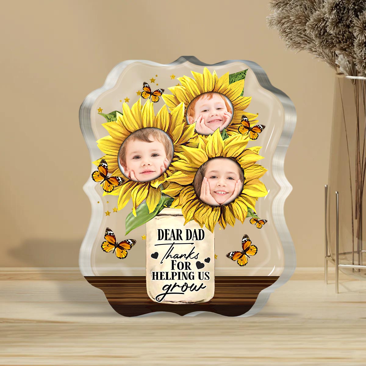 Thanks For Helping Us Grow - Personalized Father Custom Shaped Acrylic Plaque