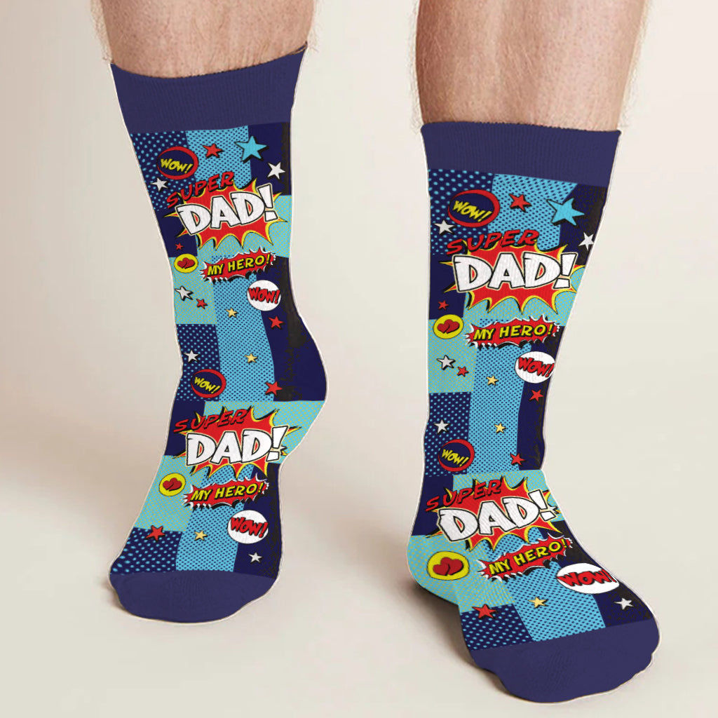 Super Dad - Gift for dad, grandpa, uncle, brother - Personalized Socks