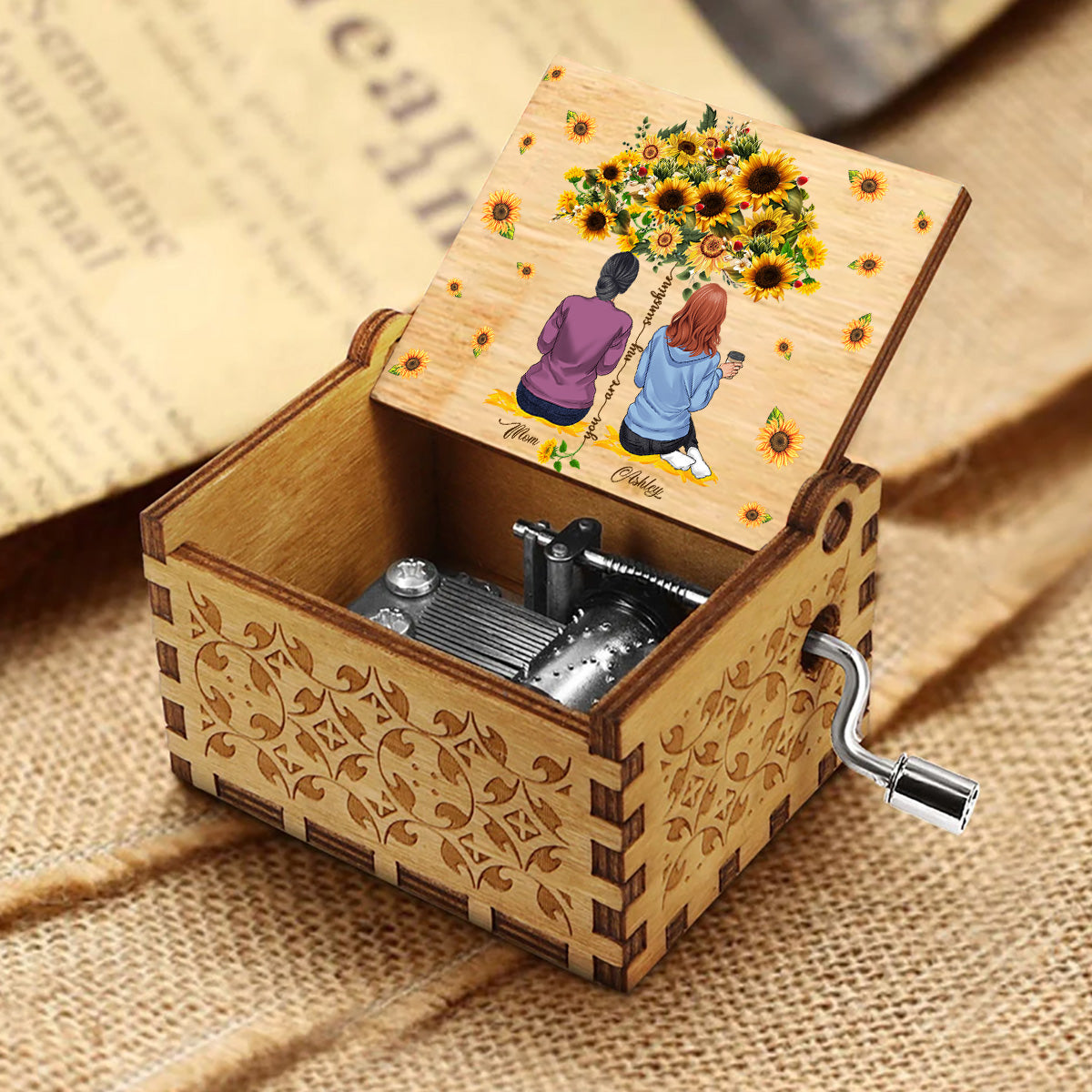 You Are My Sunshine - Personalized Mother Hand Crank Music Box