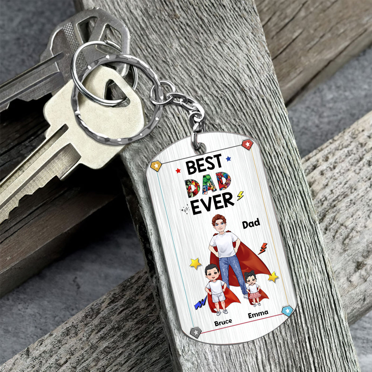 Disover Super Dad Super Mom - Personalized Mother’s Day Father's Day Father Stainless Steel Keychain