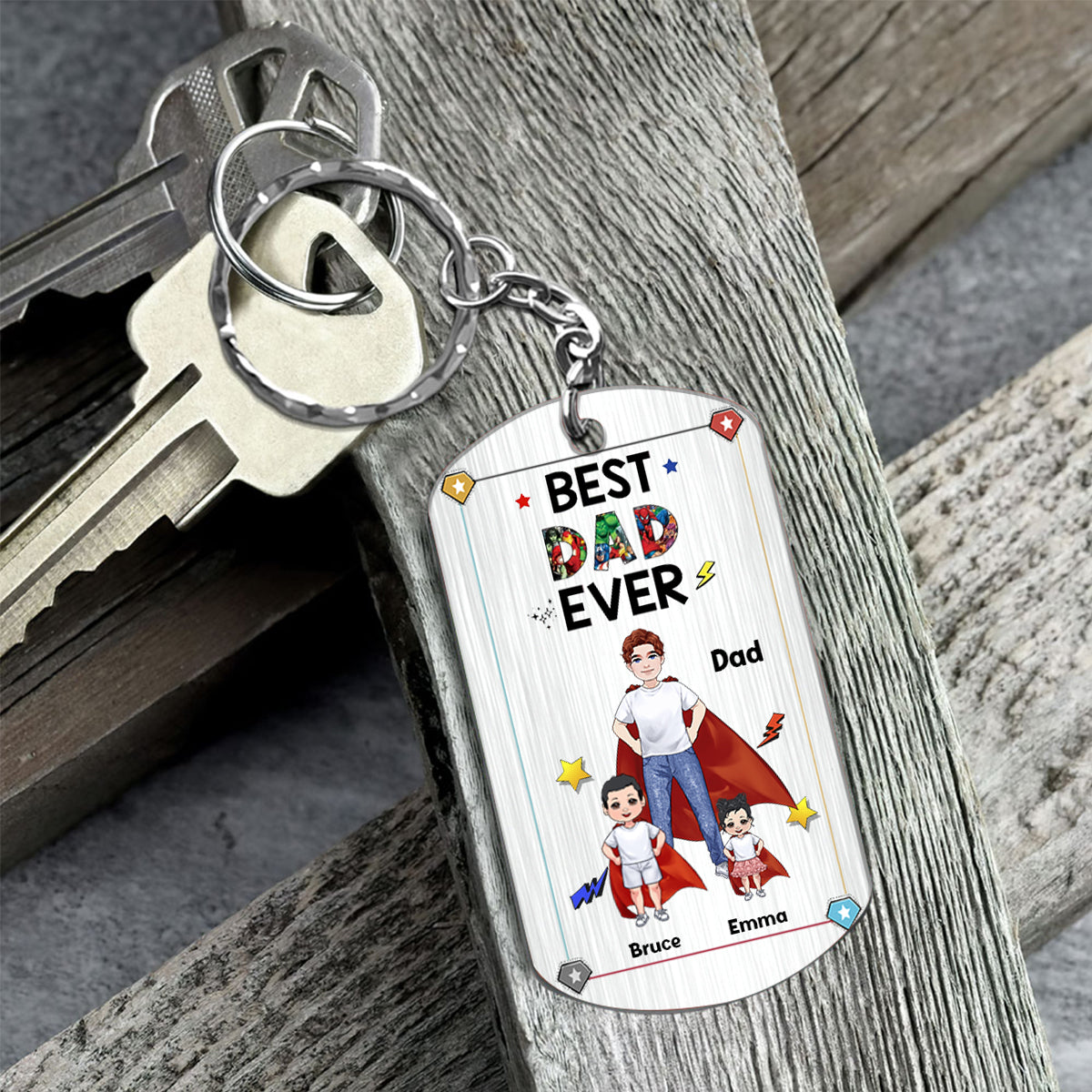 Discover Super Dad Super Mom - Personalized Mother’s Day Father's Day Father Stainless Steel Keychain