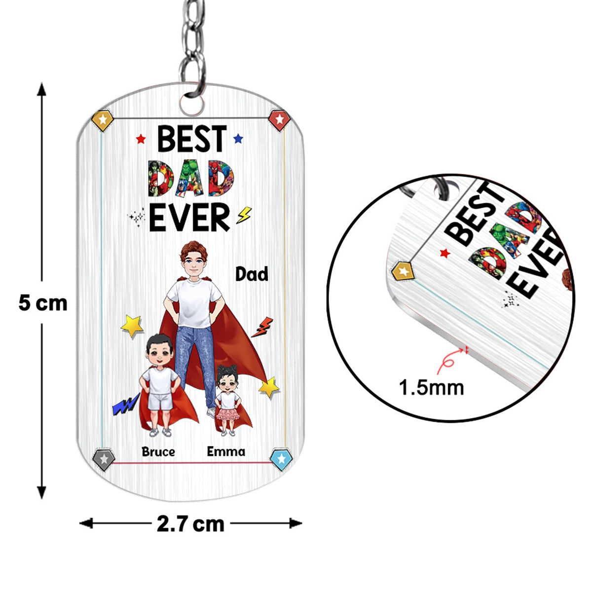 Discover Super Dad Super Mom - Personalized Mother’s Day Father's Day Father Stainless Steel Keychain