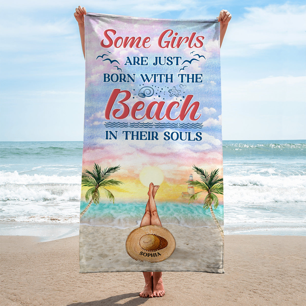 Just A Girl - Personalized Sea Lover Beach Towel