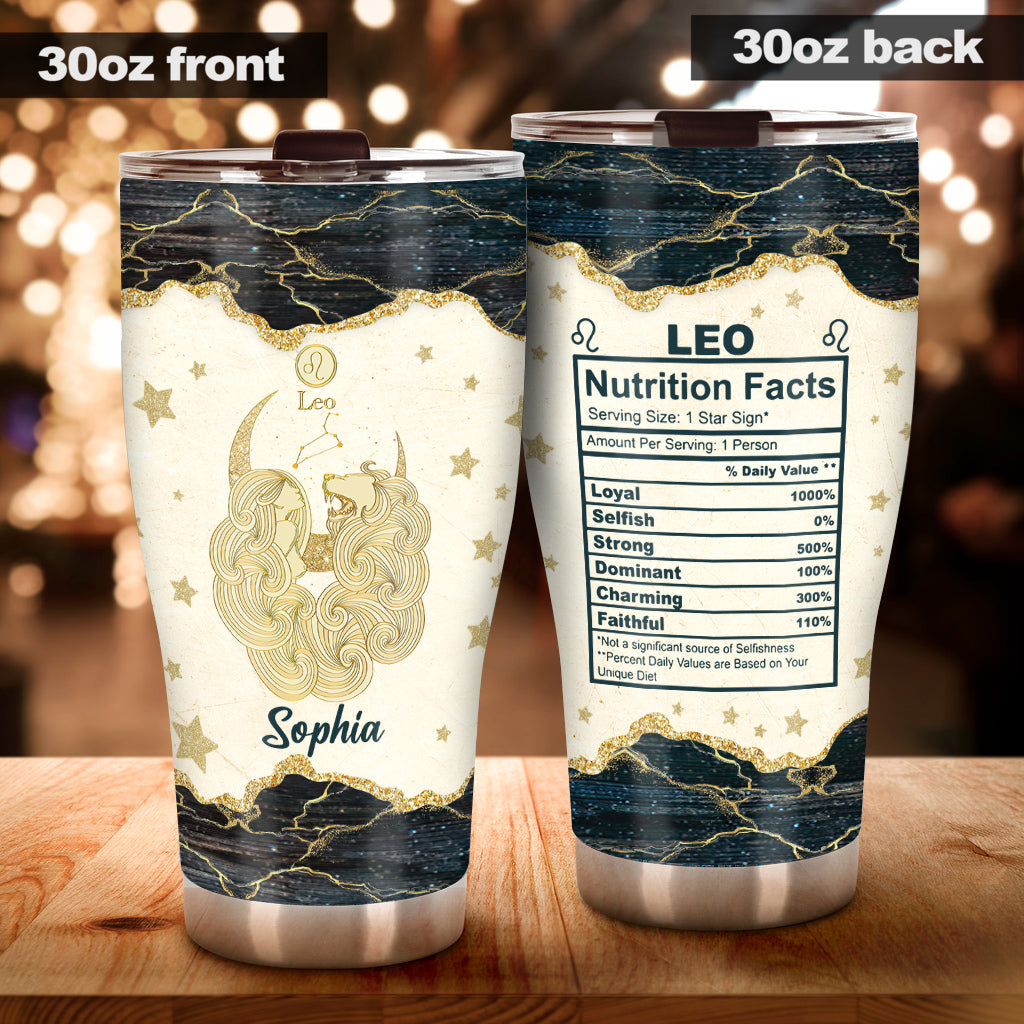 Zodiac Sign Nutrition Facts Astrology Personalized Horoscope Stainless Steel Tumbler