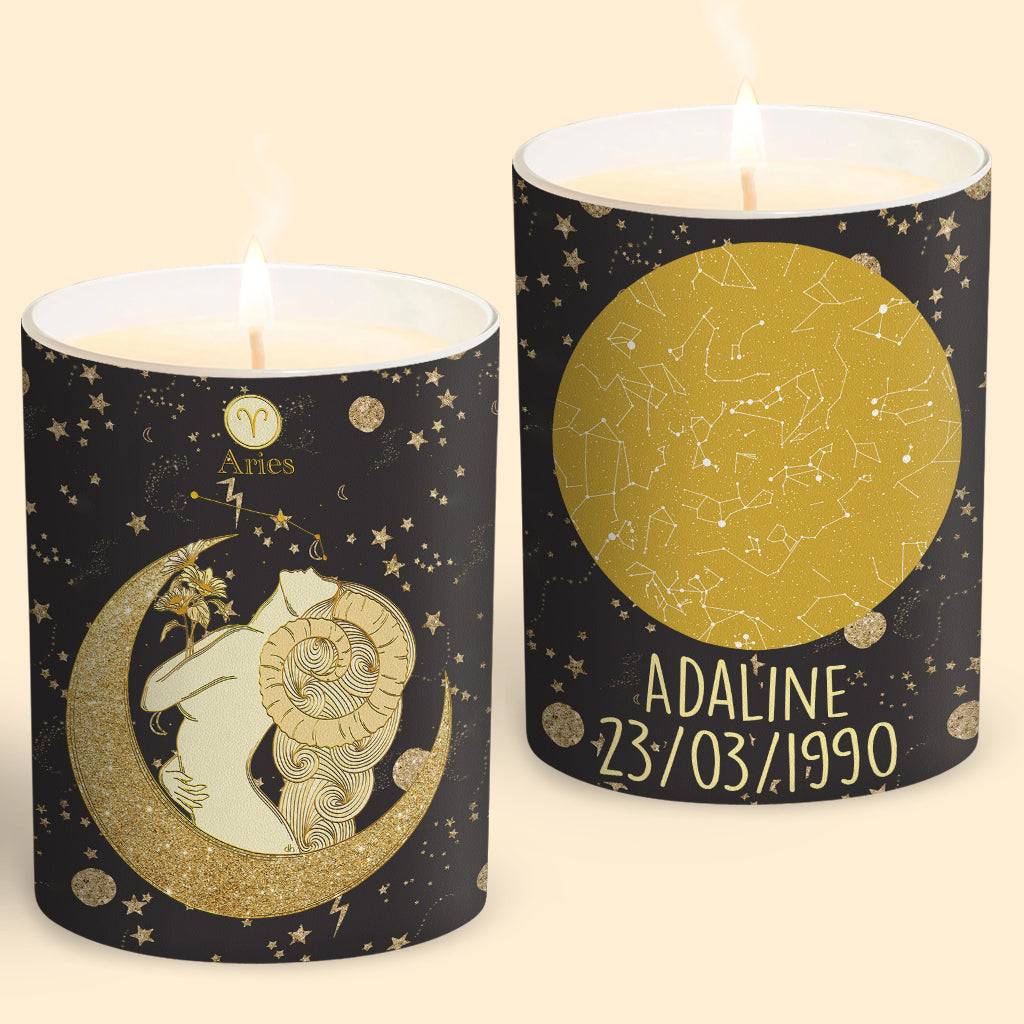 Zodiac Sign - Personalized Horoscope Candle With Wooden Lid