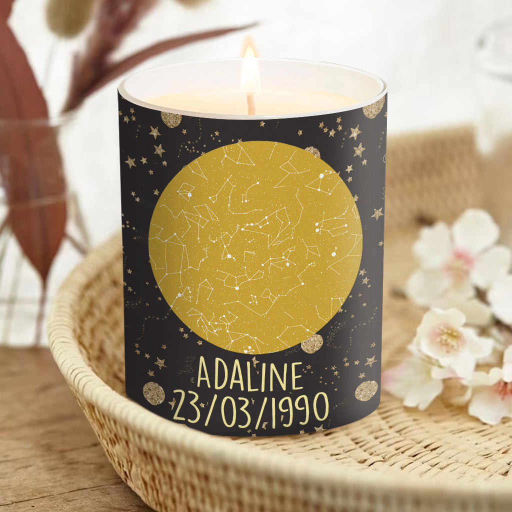 Zodiac Sign - Personalized Horoscope Candle With Wooden Lid