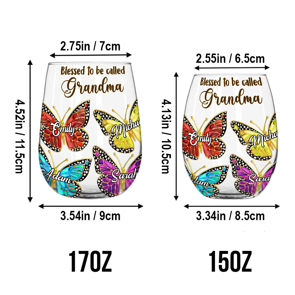 Grandma - Personalized Grandma All Over Wine Glass