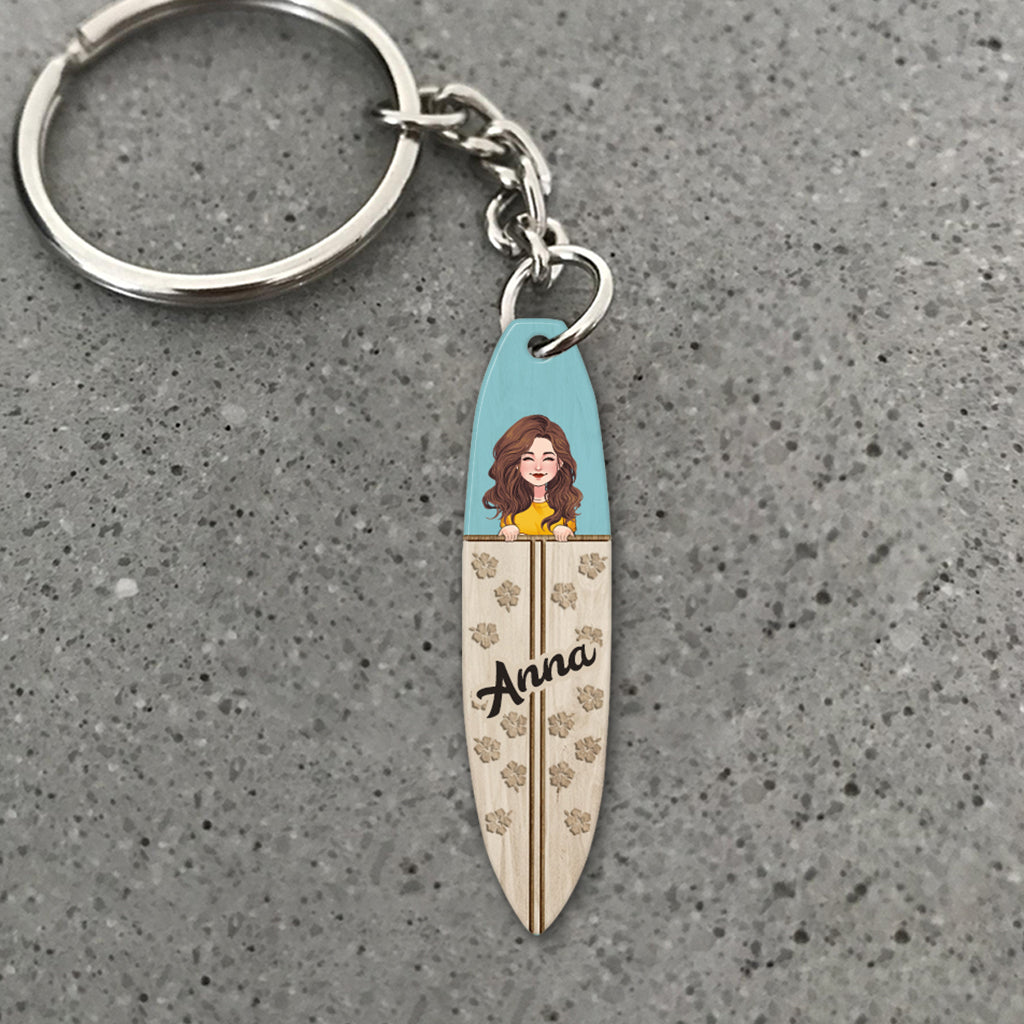Love Surfing - Personalized Surfing Keychain (Printed On Both Sides)