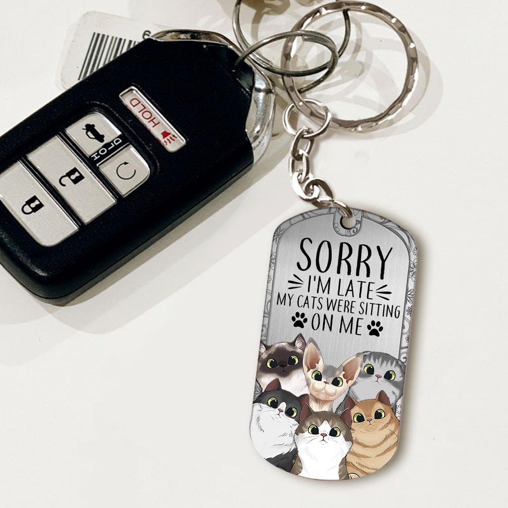 Sorry I'm Late - Personalized Cat Stainless Steel Keychain