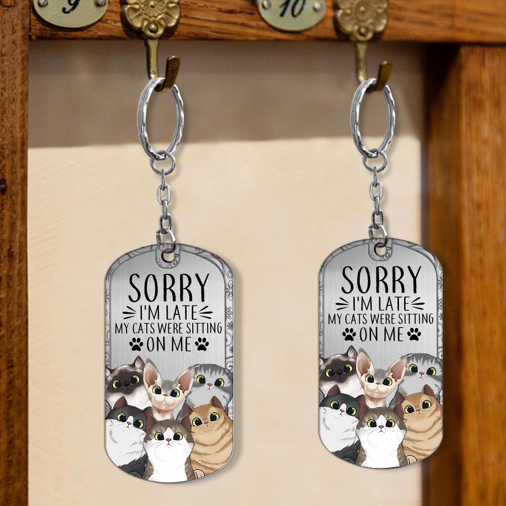 Discover Sorry I'm Late - Personalized Cat Stainless Steel Keychain