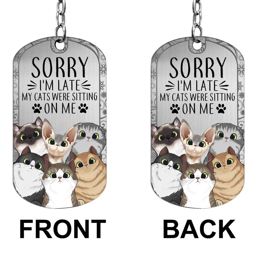 Discover Sorry I'm Late - Personalized Cat Stainless Steel Keychain