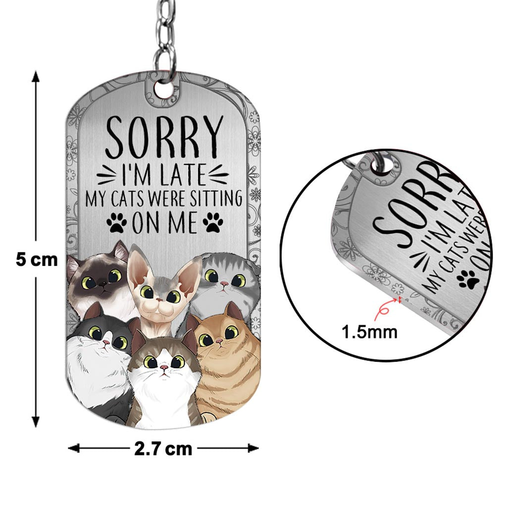 Disover Sorry I'm Late - Personalized Cat Stainless Steel Keychain