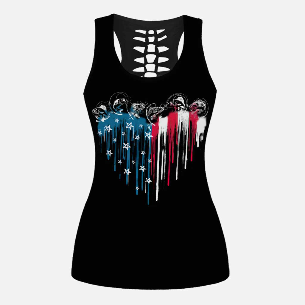 Fishing Freedom - Personalized Independence Day Hollow Tank Top and Leggings