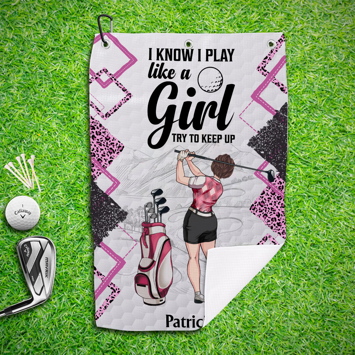 I Know I Play Like A Girl - Personalized Golf Golf Towel