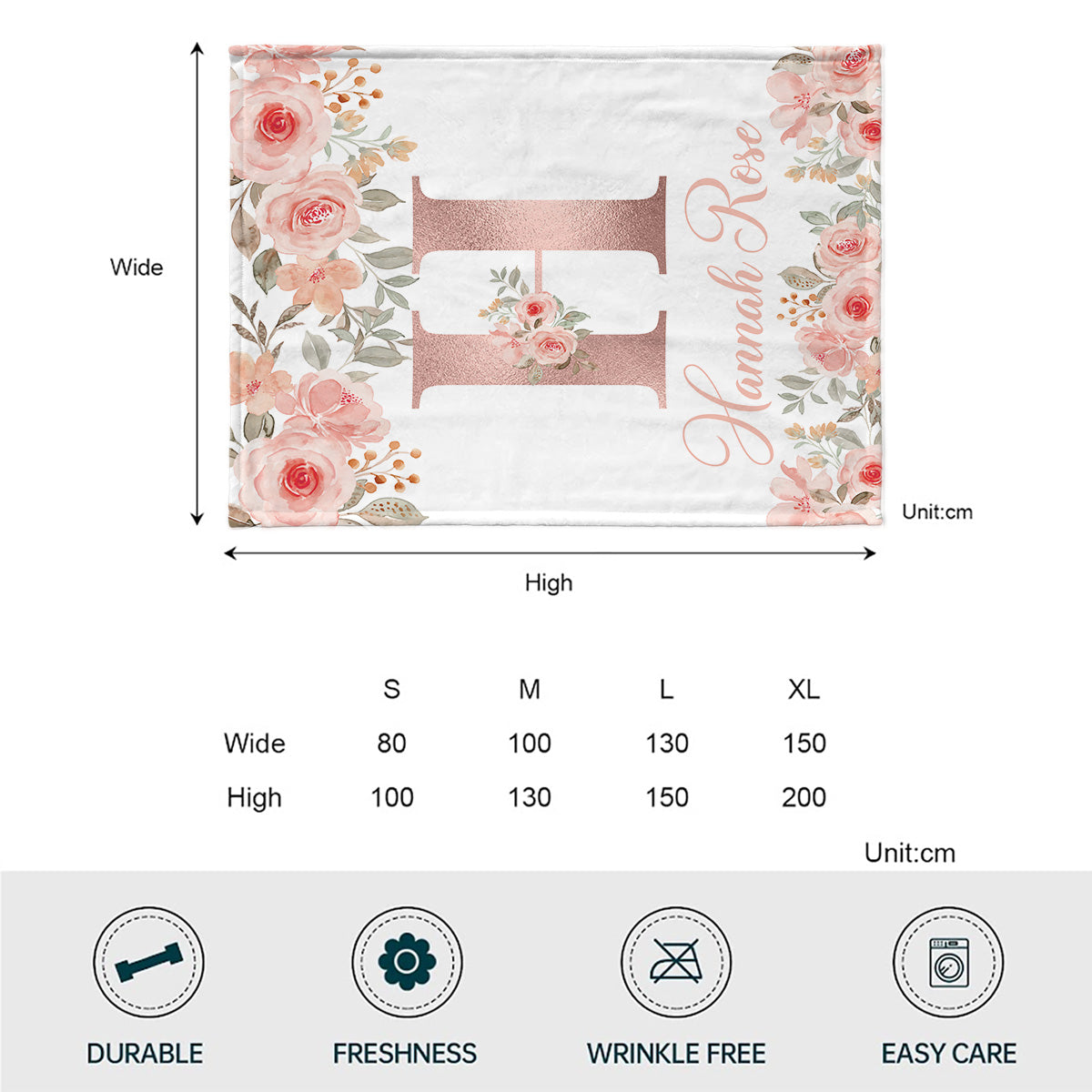 Floral Custom Name - Personalized Newborn Blanket