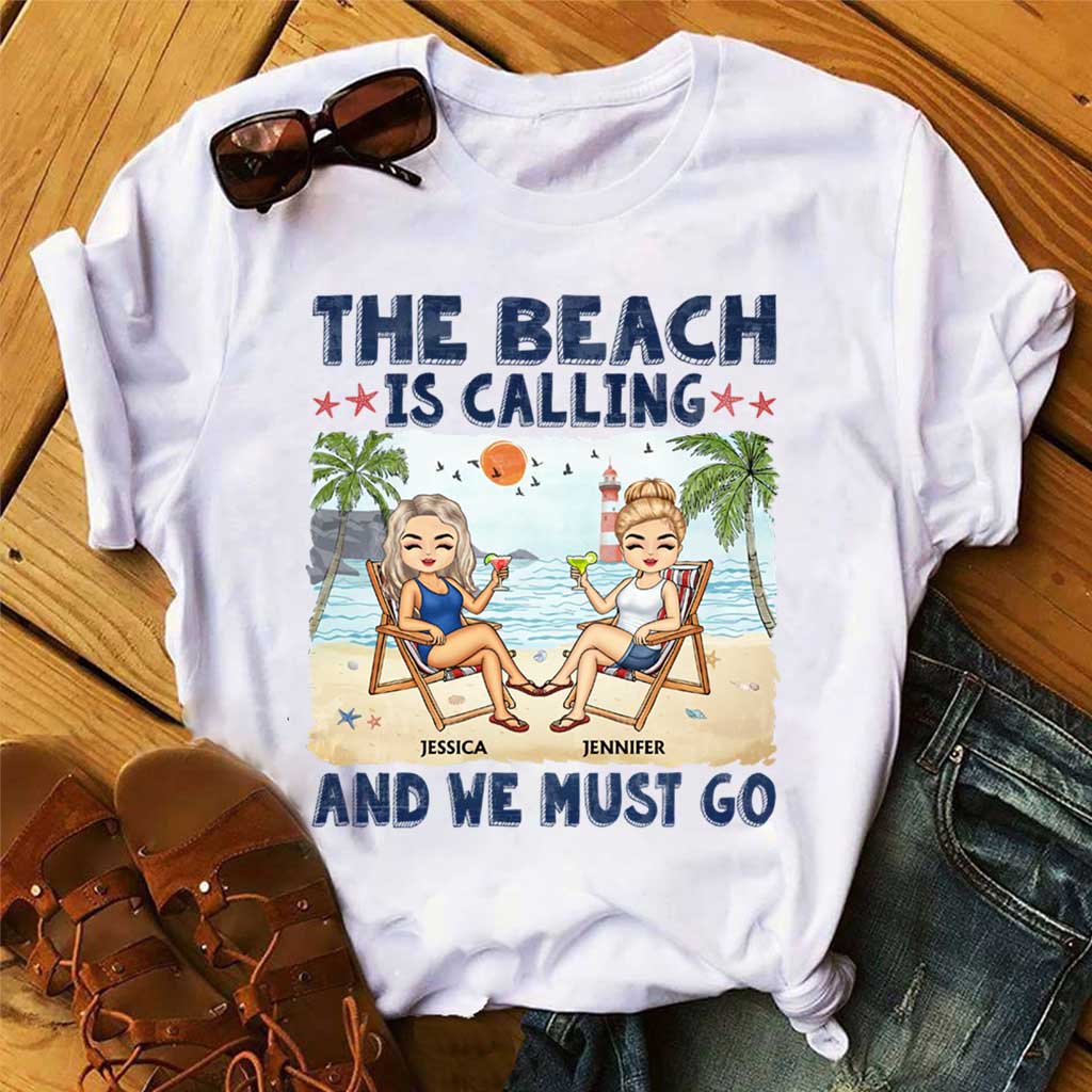 The Beach Is Calling And We Must Go Best Friends - Personalized Bestie T-shirt and Hoodie