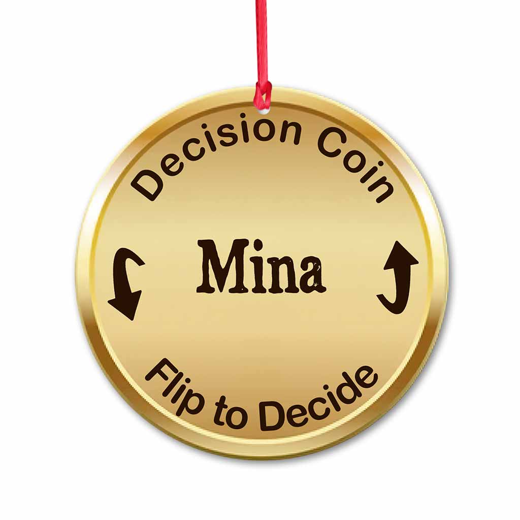 Decision Coin Round Ornament - Personalized Christmas Couple Ornament (Printed On Both Sides)