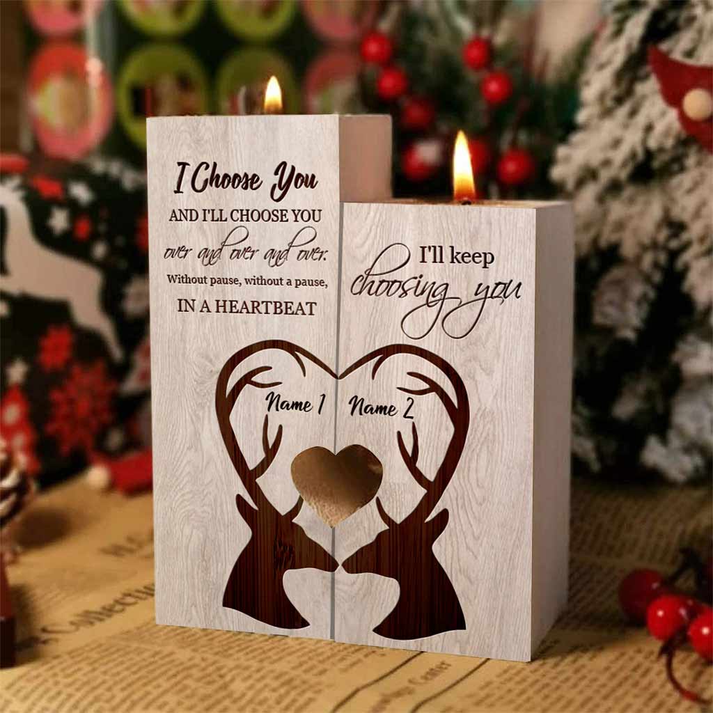 To My Wife - Personalized Hunting Wooden Candle Holder