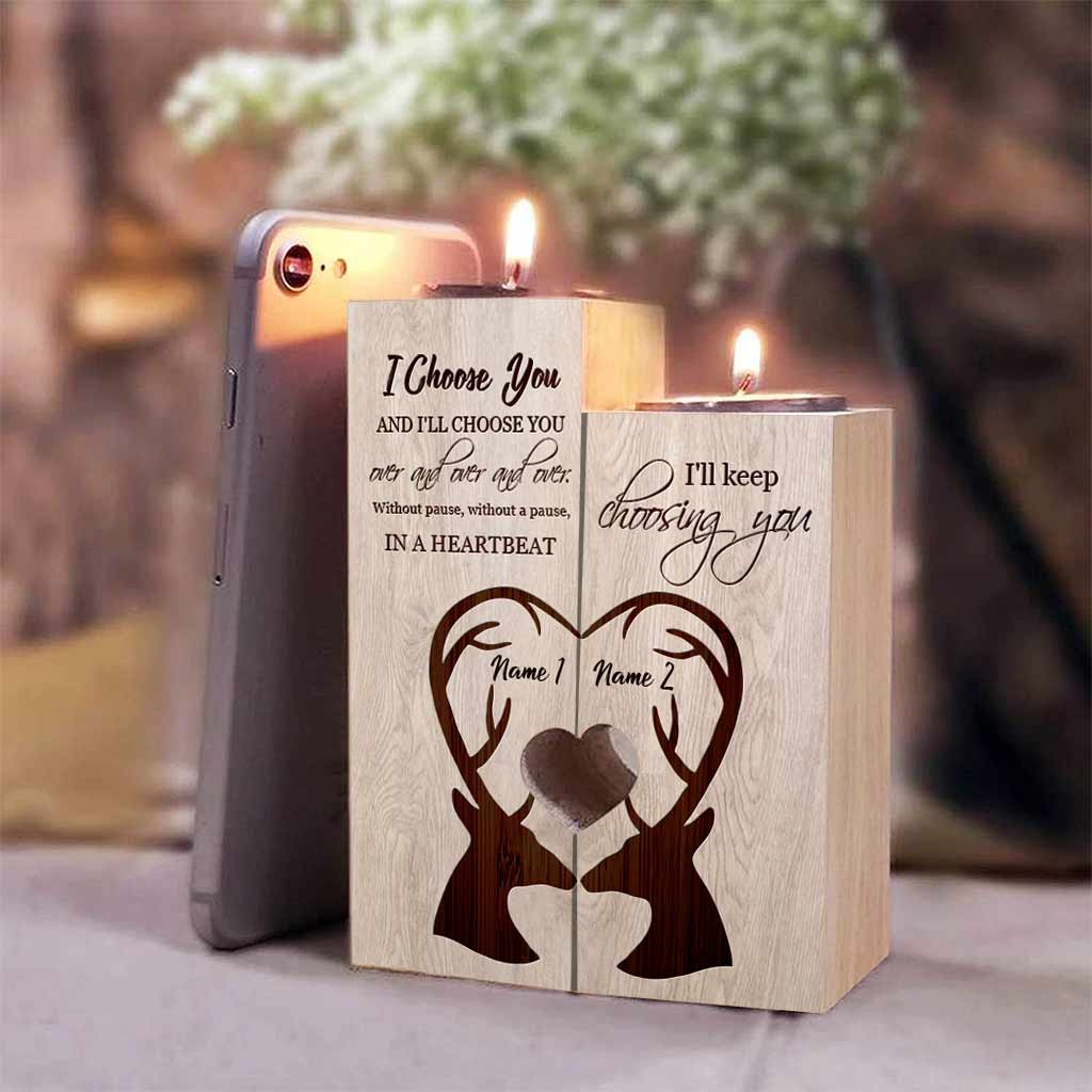 To My Wife - Personalized Hunting Wooden Candle Holder