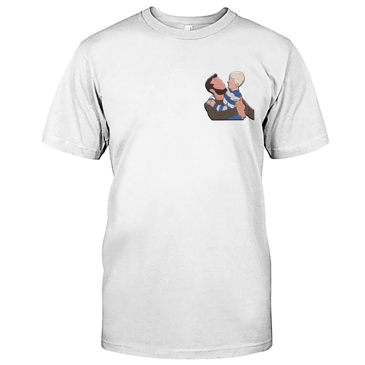 Custom 2D Photo - Personalized Father Embroidered T-shirt