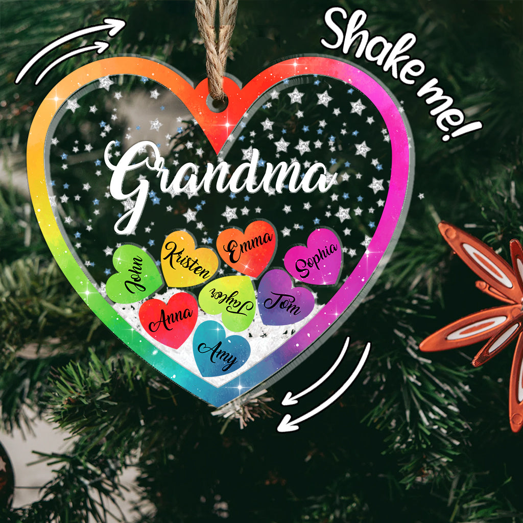 Grandma And Grandchildren - Gift for grandma - Personalized 3 Layered Shaker Ornament