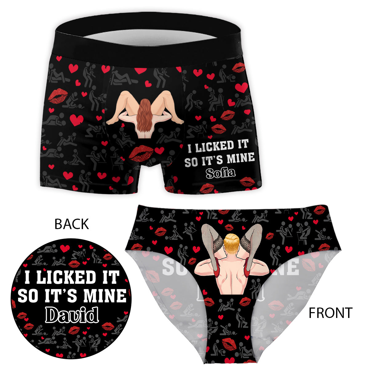 I Licked It So It's Mine - Personalized Couple Women Briefs & Men Boxer Briefs